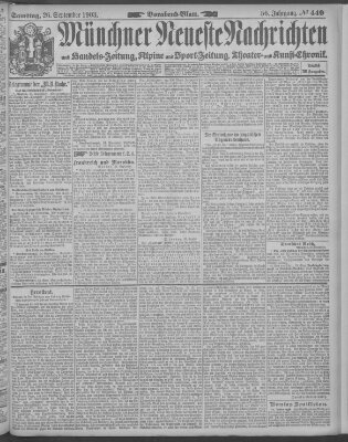 Münchner neueste Nachrichten Samstag 26. September 1903