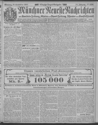 Münchner neueste Nachrichten Montag 28. September 1903