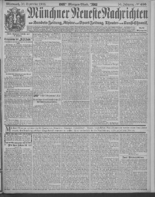 Münchner neueste Nachrichten Mittwoch 30. September 1903