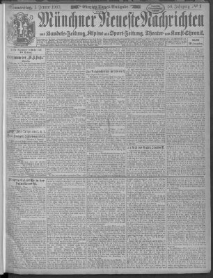 Münchner neueste Nachrichten Donnerstag 1. Januar 1903