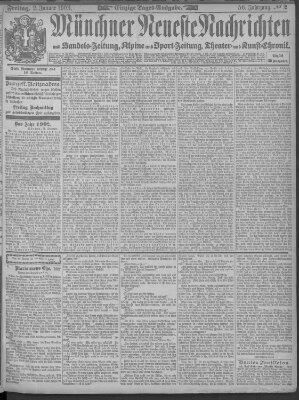 Münchner neueste Nachrichten Freitag 2. Januar 1903