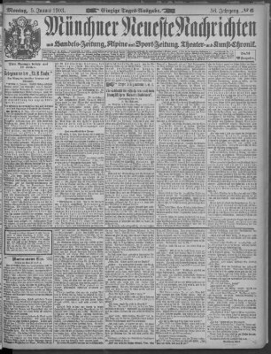 Münchner neueste Nachrichten Montag 5. Januar 1903