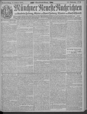 Münchner neueste Nachrichten Donnerstag 8. Januar 1903