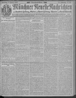 Münchner neueste Nachrichten Freitag 9. Januar 1903