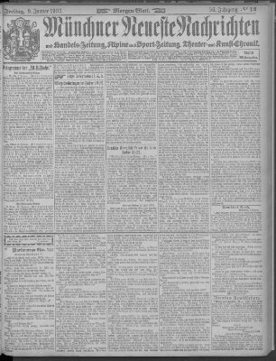 Münchner neueste Nachrichten Freitag 9. Januar 1903