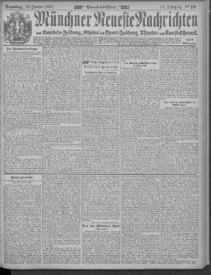 Münchner neueste Nachrichten Samstag 10. Januar 1903