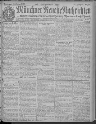 Münchner neueste Nachrichten Dienstag 13. Januar 1903