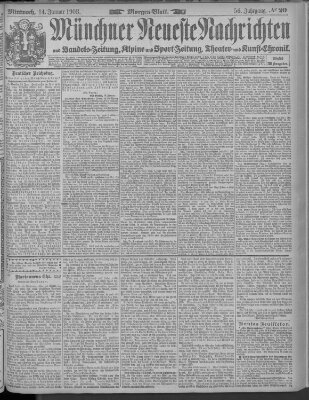 Münchner neueste Nachrichten Mittwoch 14. Januar 1903