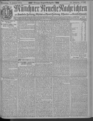 Münchner neueste Nachrichten Sonntag 18. Januar 1903