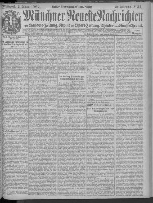 Münchner neueste Nachrichten Mittwoch 21. Januar 1903