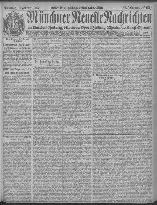 Münchner neueste Nachrichten Sonntag 8. Februar 1903