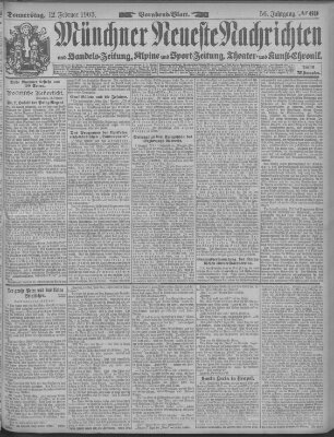 Münchner neueste Nachrichten Donnerstag 12. Februar 1903