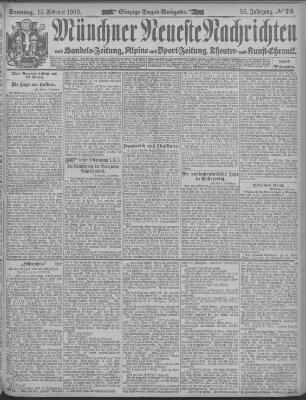 Münchner neueste Nachrichten Sonntag 15. Februar 1903