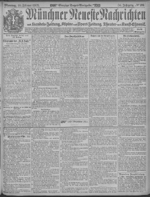 Münchner neueste Nachrichten Montag 16. Februar 1903