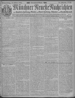 Münchner neueste Nachrichten Donnerstag 19. Februar 1903