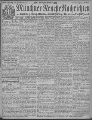 Münchner neueste Nachrichten Donnerstag 19. Februar 1903