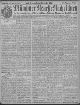 Münchner neueste Nachrichten Montag 23. Februar 1903