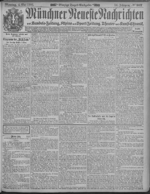 Münchner neueste Nachrichten Montag 4. Mai 1903