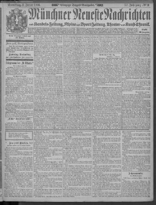 Münchner neueste Nachrichten Samstag 2. Januar 1904