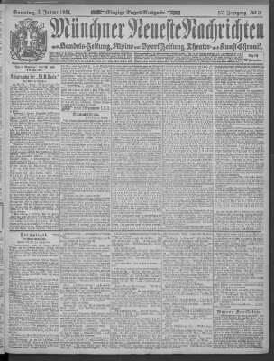 Münchner neueste Nachrichten Sonntag 3. Januar 1904