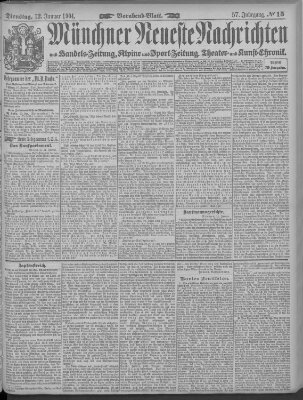 Münchner neueste Nachrichten Dienstag 12. Januar 1904