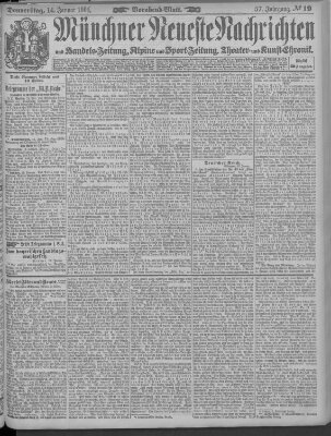 Münchner neueste Nachrichten Donnerstag 14. Januar 1904