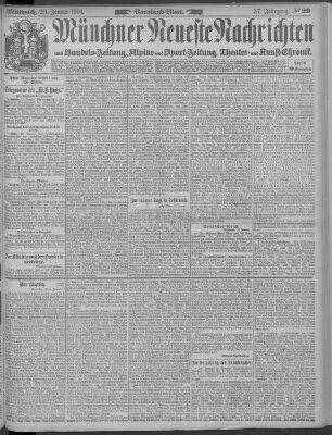 Münchner neueste Nachrichten Mittwoch 20. Januar 1904