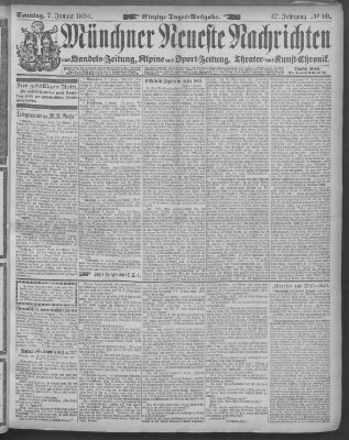 Münchner neueste Nachrichten Sonntag 7. Januar 1894