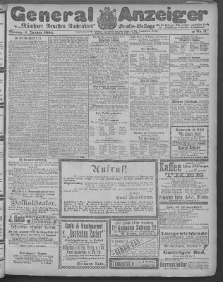 Münchner neueste Nachrichten Montag 8. Januar 1894