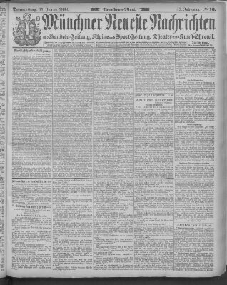 Münchner neueste Nachrichten Donnerstag 11. Januar 1894