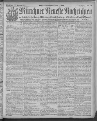 Münchner neueste Nachrichten Freitag 12. Januar 1894