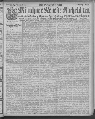 Münchner neueste Nachrichten Freitag 12. Januar 1894