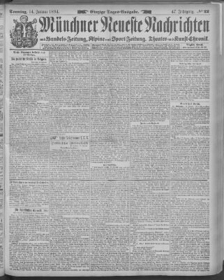 Münchner neueste Nachrichten Sonntag 14. Januar 1894