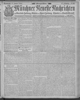 Münchner neueste Nachrichten Mittwoch 17. Januar 1894