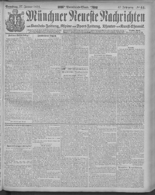 Münchner neueste Nachrichten Samstag 27. Januar 1894