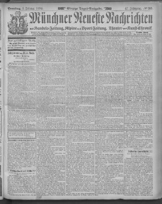 Münchner neueste Nachrichten Samstag 3. Februar 1894