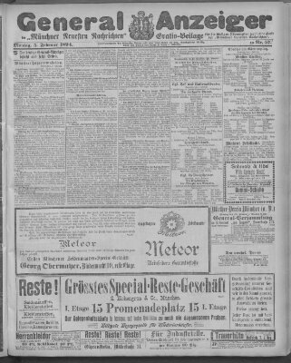 Münchner neueste Nachrichten Montag 5. Februar 1894