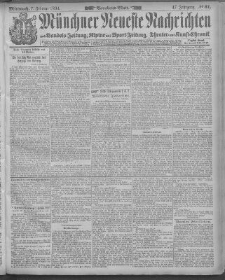 Münchner neueste Nachrichten Mittwoch 7. Februar 1894