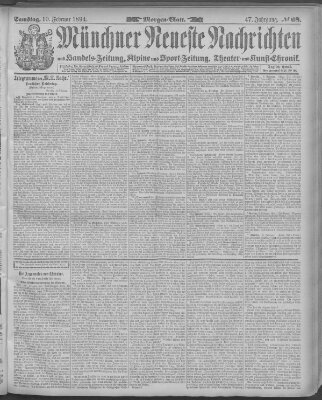 Münchner neueste Nachrichten Samstag 10. Februar 1894