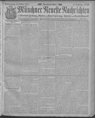 Münchner neueste Nachrichten Donnerstag 15. Februar 1894