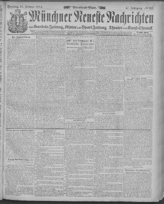 Münchner neueste Nachrichten Freitag 16. Februar 1894