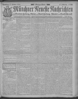 Münchner neueste Nachrichten Samstag 17. Februar 1894