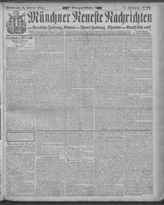 Münchner neueste Nachrichten Mittwoch 21. Februar 1894