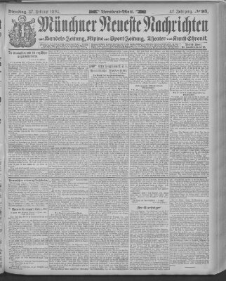 Münchner neueste Nachrichten Dienstag 27. Februar 1894