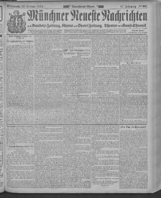 Münchner neueste Nachrichten Mittwoch 28. Februar 1894