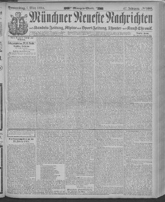 Münchner neueste Nachrichten Donnerstag 1. März 1894