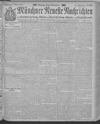 Münchner neueste Nachrichten Sonntag 4. März 1894