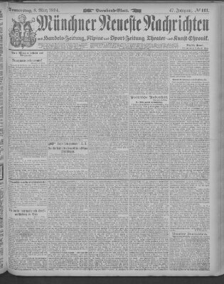 Münchner neueste Nachrichten Donnerstag 8. März 1894