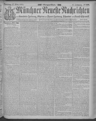 Münchner neueste Nachrichten Samstag 17. März 1894