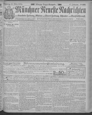 Münchner neueste Nachrichten Sonntag 18. März 1894